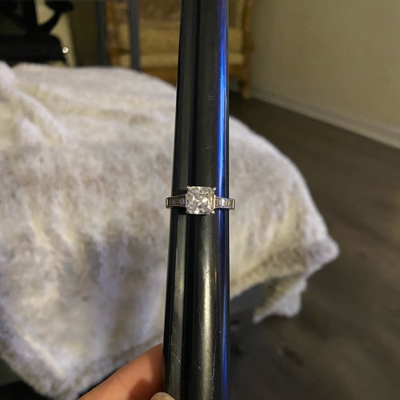 Vtg 90s 925 Silver CZ Princess Cut Solitaire Ring - Picture 3 of 9